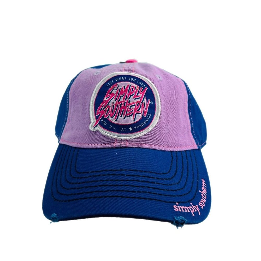 2/$30 Simply Southern Hat Womens Adjustable Blue Purple Pink Patch